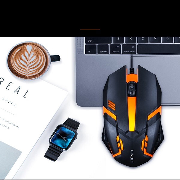 Mouse de Juegos  T-Wolf V1 Optico Ergonómico Gamer Iluminación Led