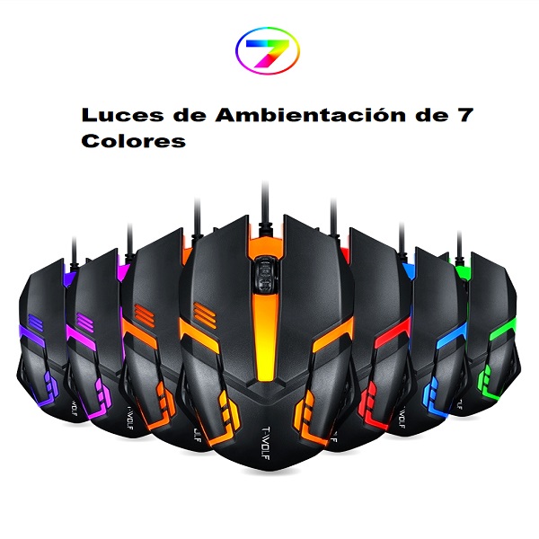 Mouse de Juegos  T-Wolf V1 Optico Ergonómico Gamer Iluminación Led