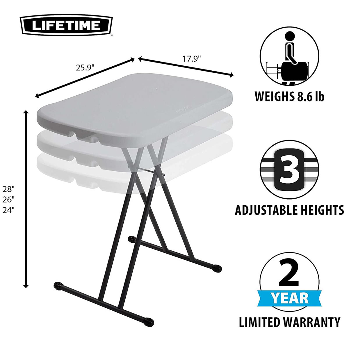 Mesa Plegable Personal 66 x 46 cm Lifetime 000067978 SMS