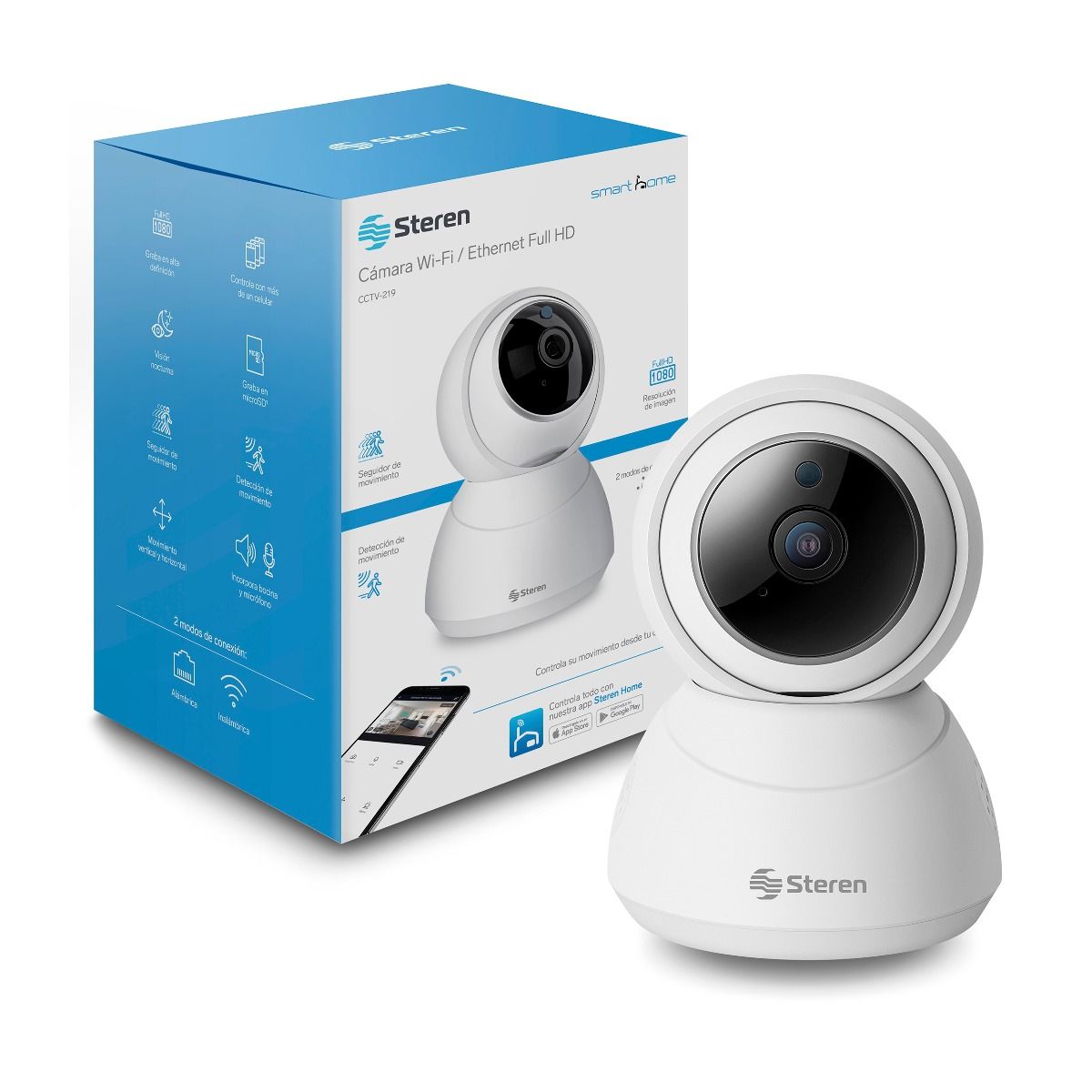 CAMARA WIFI 1080 C/MOV Y SEGUIDOR DE MOV - CCTV-219 - STEREN