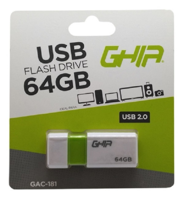 MEMORIA GHIA 64GB USB PLASTICA USB 2.0 COMPATIBLE CON ANDROID / WINDOWS / MAC