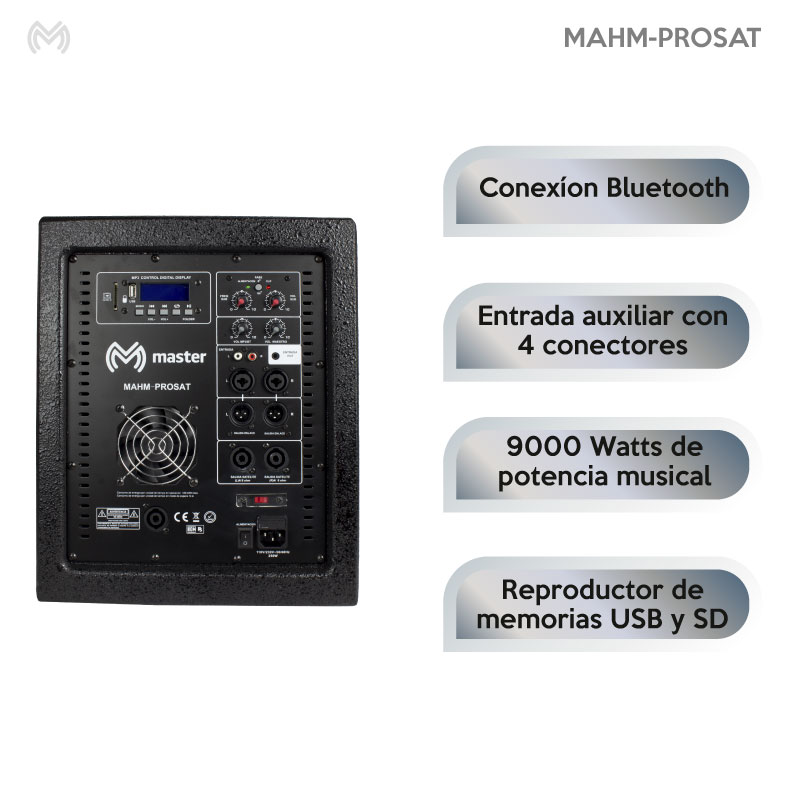 Sistema Lineal de Audio Profesional 9000 Watts Alta Potencia Musical para Espacios Abiertos / Master / MAHM-PROSAT