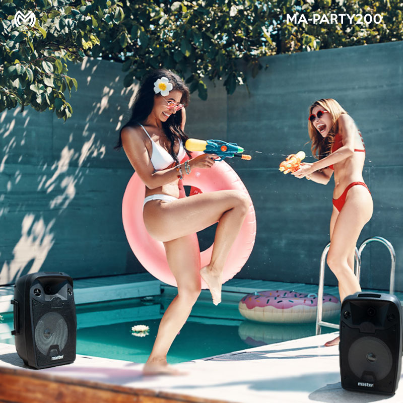 Juego de 2 Bafles Amplificados 8 pulgadas Portátil 5000 Watts Bluetooth y TWS / Master / MA-PARTY200