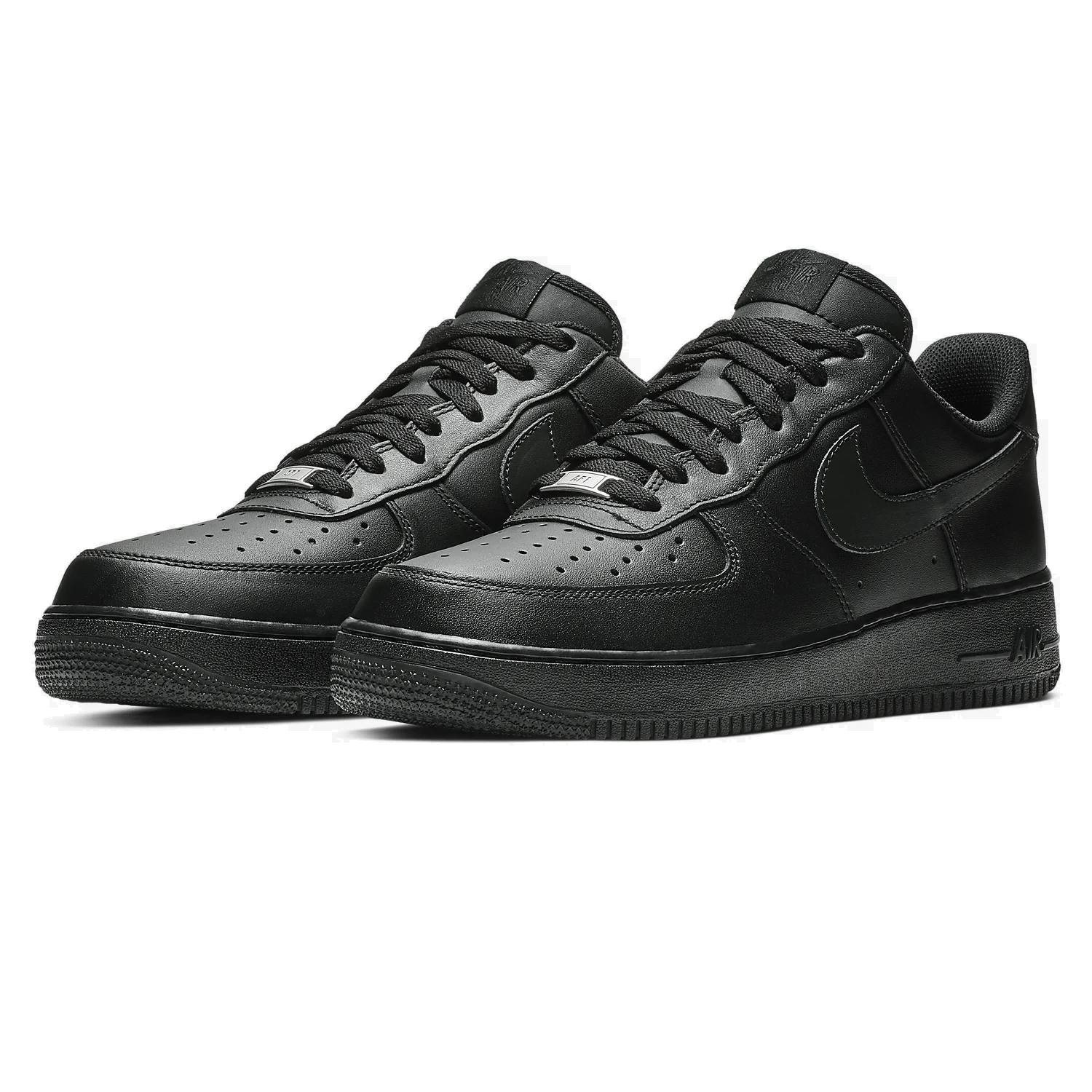TENIS NIKE AIR FORCE 1 CLASICO PIEL NEGRO HOMBRE.