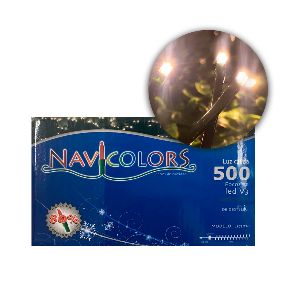 Serie Decorativa Destellos Luz Led Cálida Ámbar Foco Tipo V3 Cable 9 m