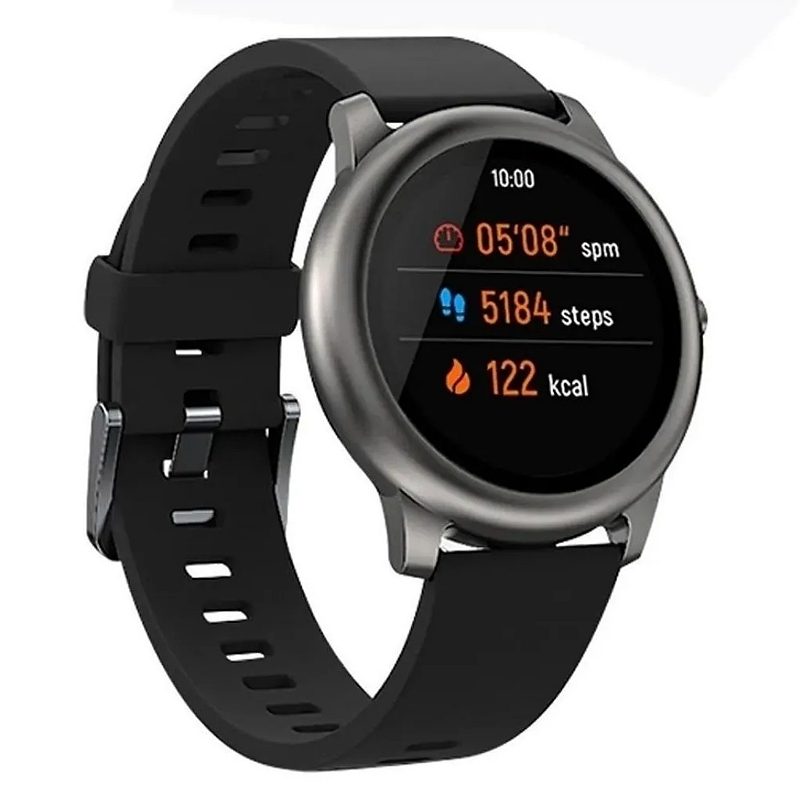 Smartwatch Haylou Solar 1.28" caja 45.3mm de metal malla negra de silicona LS05