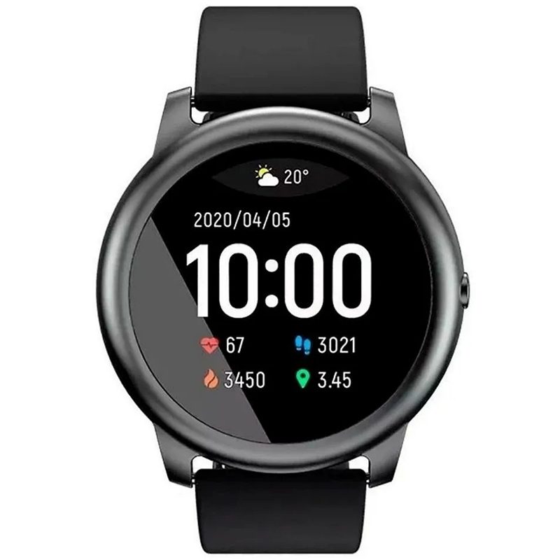 Smartwatch Haylou Solar 1.28" caja 45.3mm de metal malla negra de silicona LS05