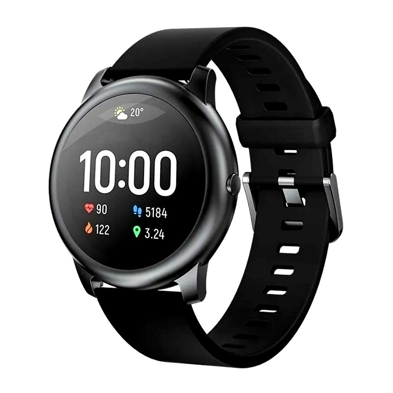 Smartwatch Haylou Solar 1.28" caja 45.3mm de metal malla negra de silicona LS05