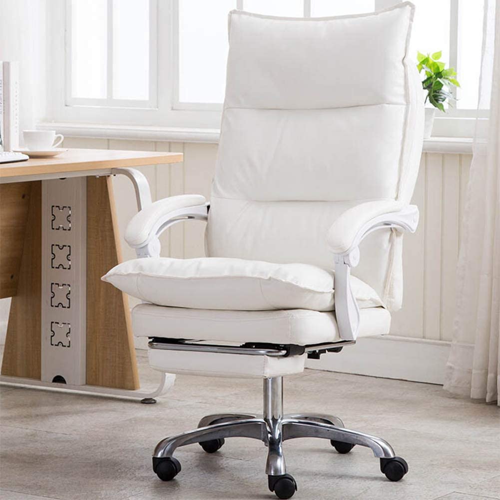 Silla De Piel Con Reposabrazos Blanco