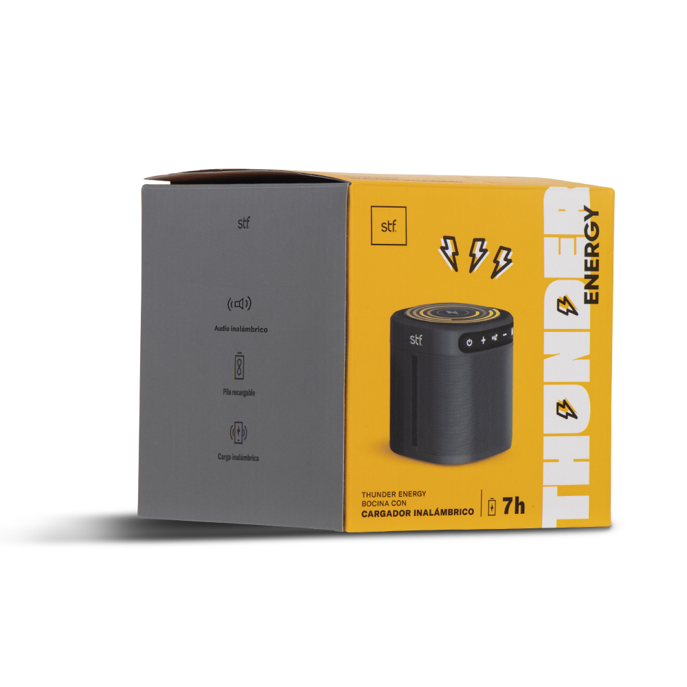 Bocina con Cargador Inalámbrico Thunder Energy Stf Negro