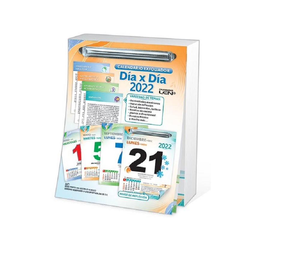 Calendario Planeador Organizador Exfoliador Día X Día 2022