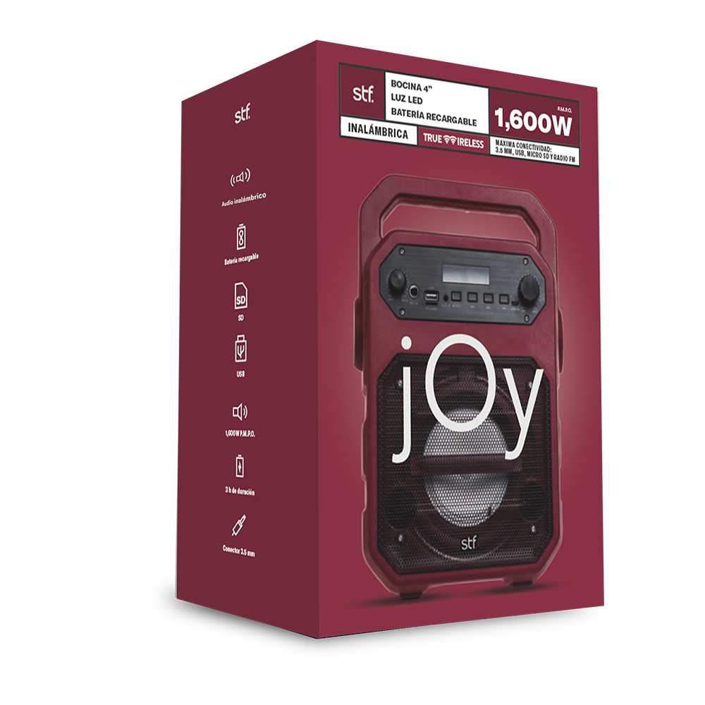 Bocina Inalámbrica Joy Stf  Tinto 4 Pulgadas 