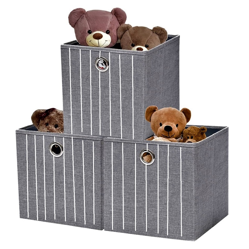 Set 2 Cajas Organizador Para Ropa, Objetos, Closet, Almacena, Gris Rayas