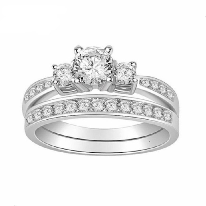 Anillo Compromiso Trio Circonia Y Churumbela Plata 925 Elite