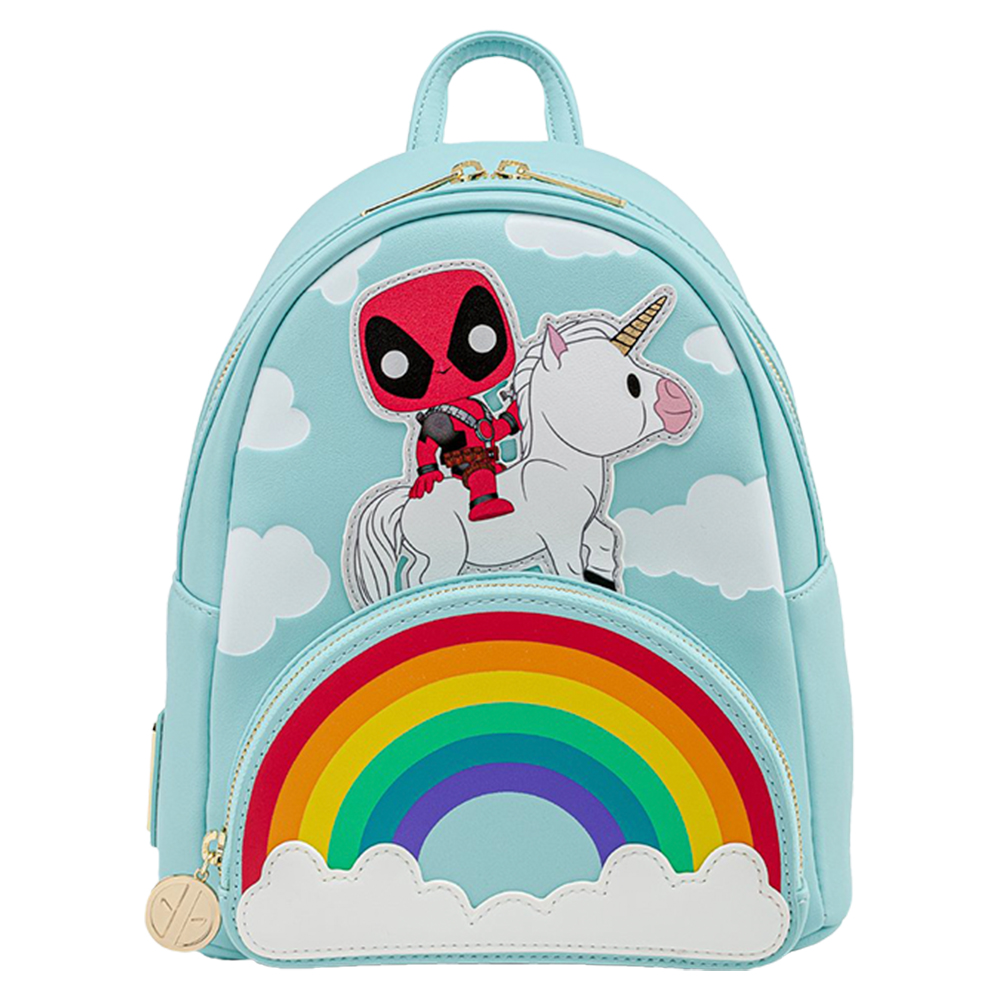 Loungefly X Marvel: Deadpool 30 Aniversario - Unicornio Arco Iris - Mini Mochila
