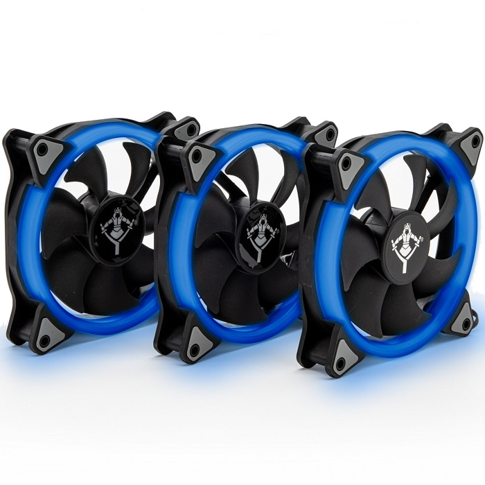 Kit 3 Ventiladores YeYian TYPHOON 120mm LED Azul YCT-050720B
