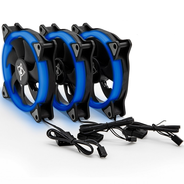 Kit 3 Ventiladores YeYian TYPHOON 120mm LED Azul YCT-050720B