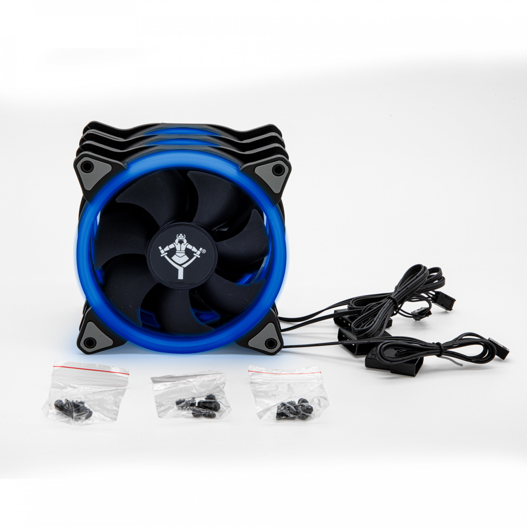 Kit 3 Ventiladores YeYian TYPHOON 120mm LED Azul YCT-050720B