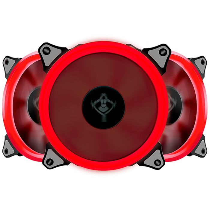 Kit 3 Ventiladores YeYian TYPHOON 120mm LED Rojo YCT-050720R.