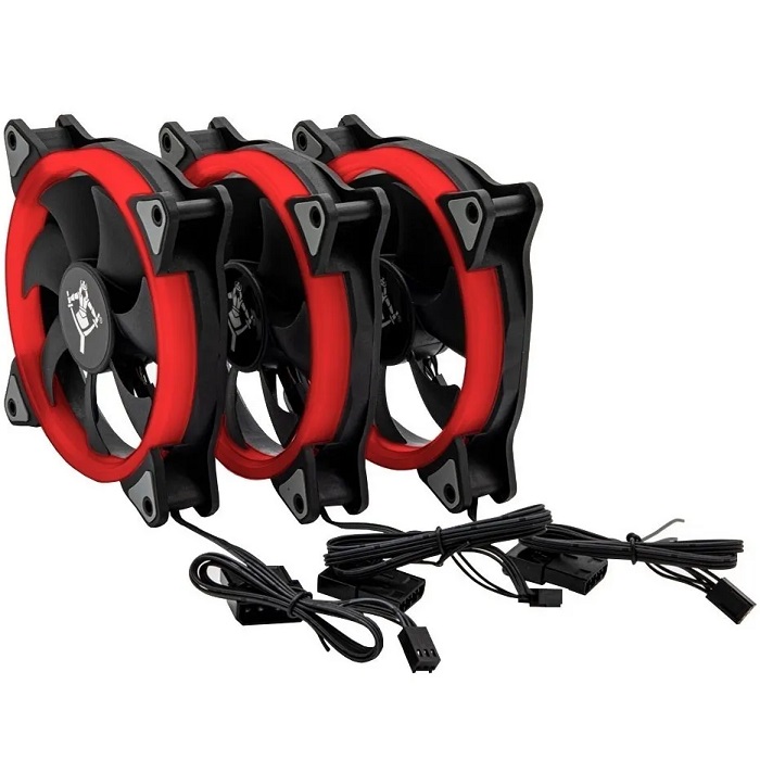 Kit 3 Ventiladores YeYian TYPHOON 120mm LED Rojo YCT-050720R.