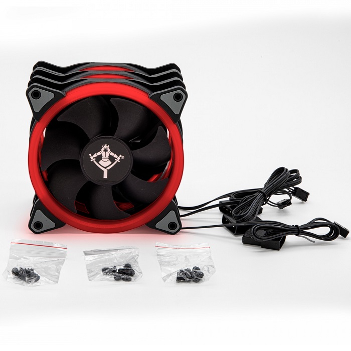 Kit 3 Ventiladores YeYian TYPHOON 120mm LED Rojo YCT-050720R.