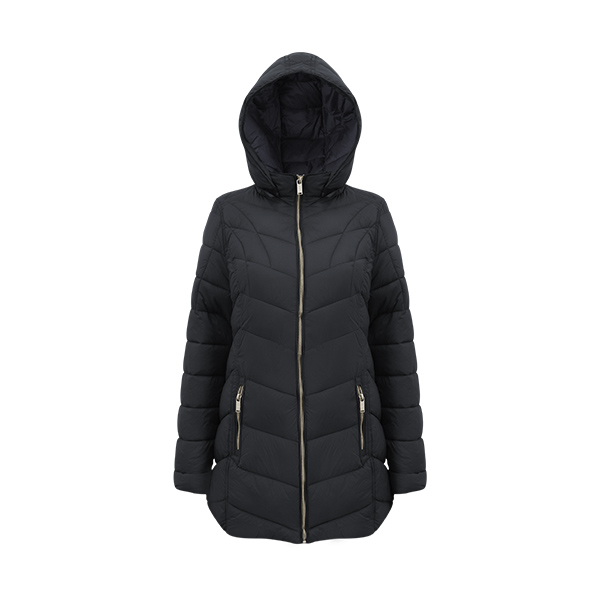 Chamarra Larga para Dama modelo AMERICANA 01 - Negro cierre Dorado