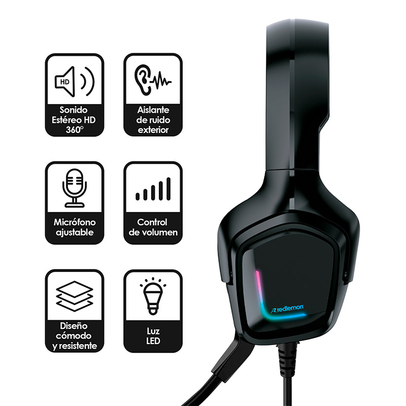 Audífonos Gamer Pro Sonido Estéreo HD 360 Mod. G5000 Redlemon