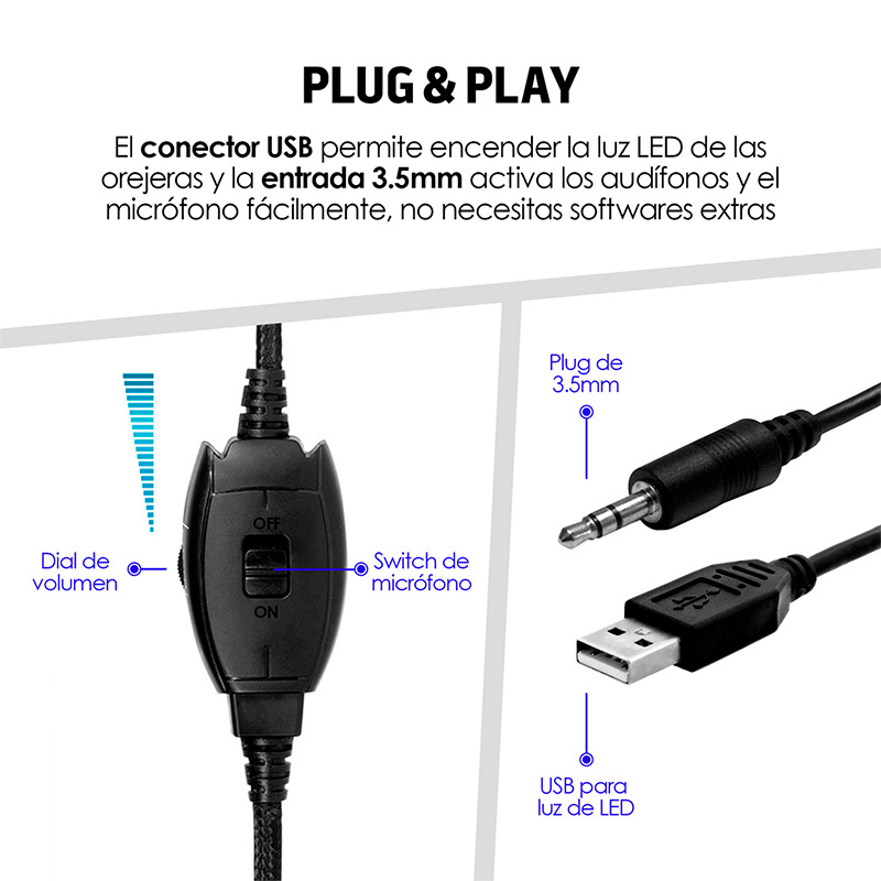 Audífonos Gamer Pro Sonido Estéreo HD 360 Mod. G5000 Redlemon