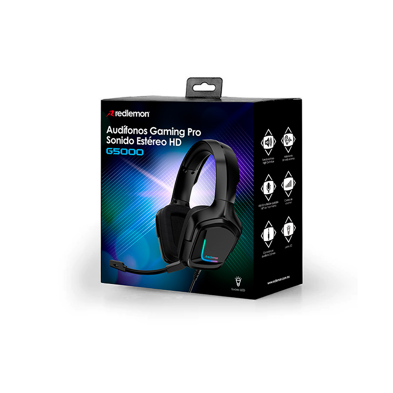 Audífonos Gamer Pro Sonido Estéreo HD 360 Mod. G5000 Redlemon