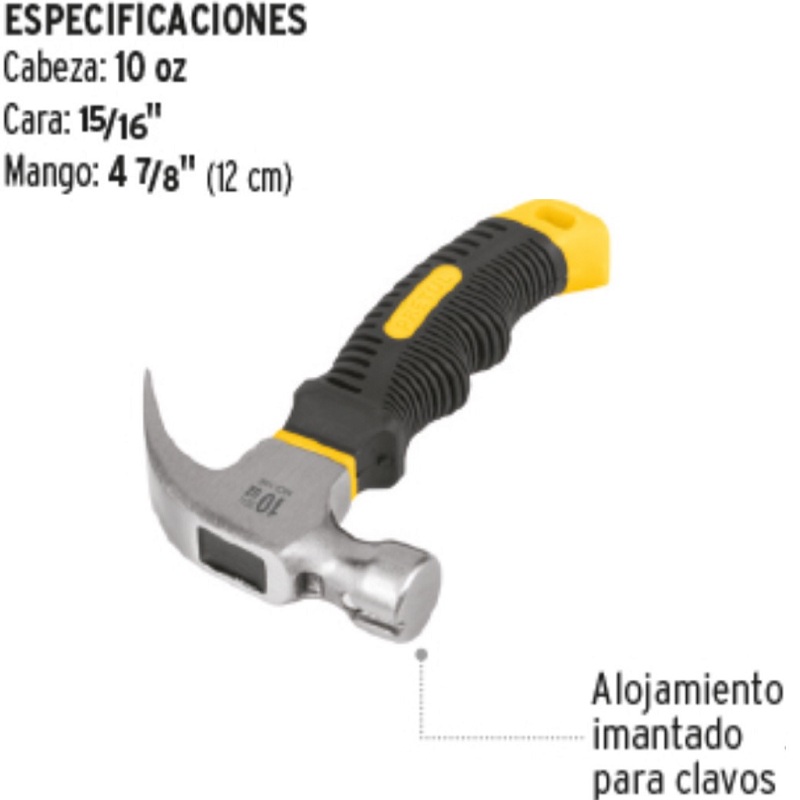 Martillo Mini 10 Oz para Carpintero Multiusos Mango Confort Grip Reparacion de Casa -Hogar MO-10E