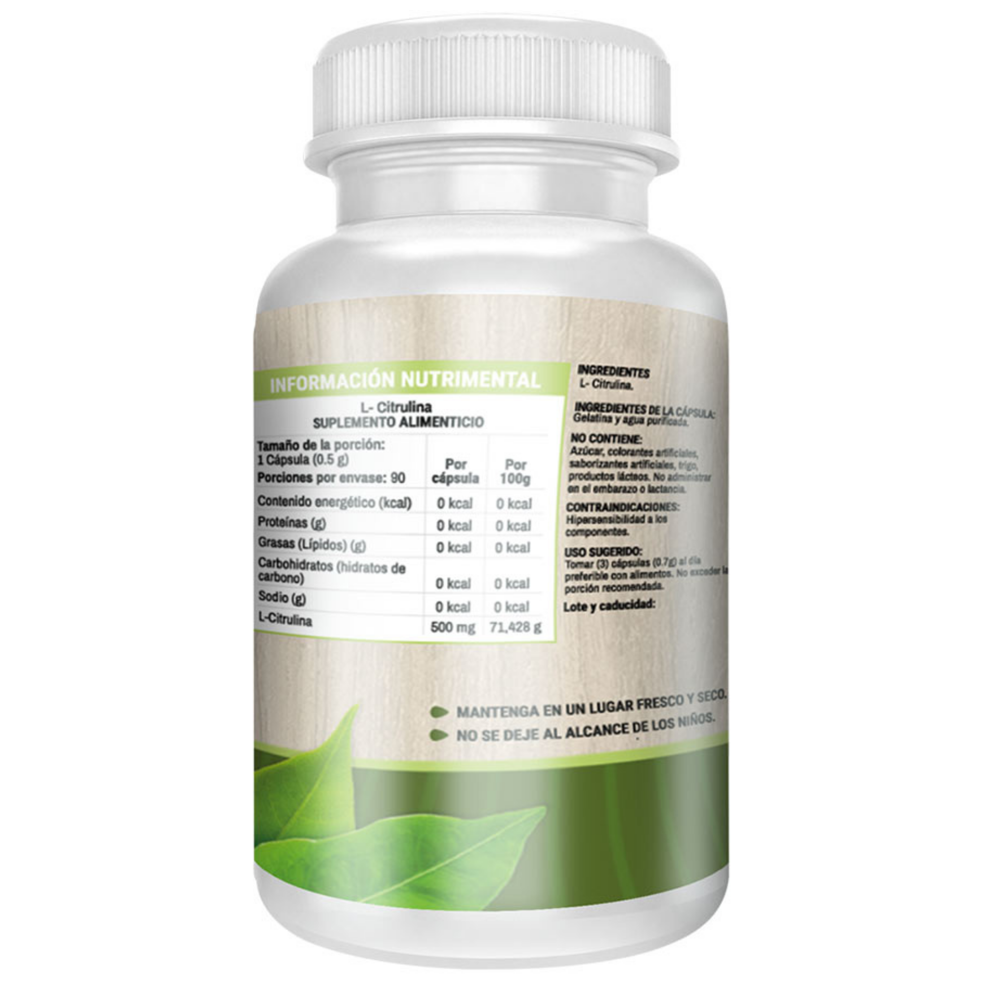 L- Citrulina 90 Capsulas 500 Mg -ya' Ax Vida 100% Puro
