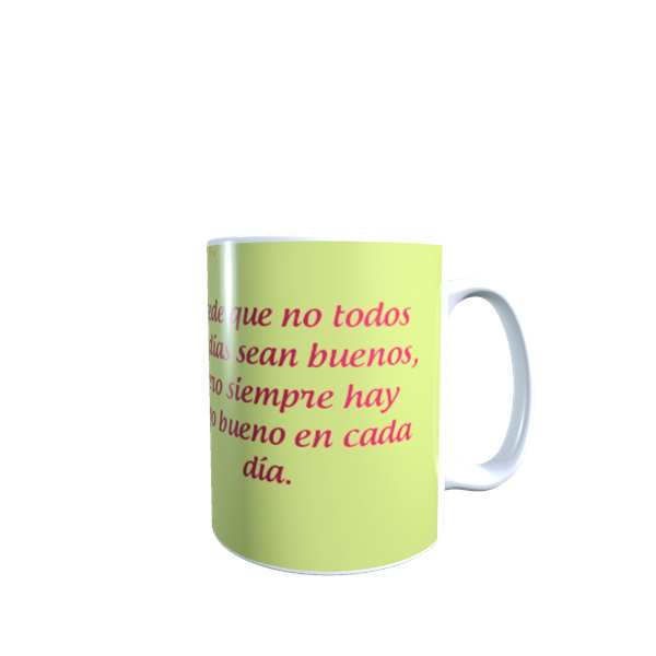 TAZA BLANCA, IMPRESA CON MANDALAS Y FRASE DE MOTIVACION