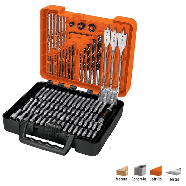 Juego Brocas Puntas Dados Set Rotomartillo Taladro para Madera -Metal y Concreto Truper con Estuche