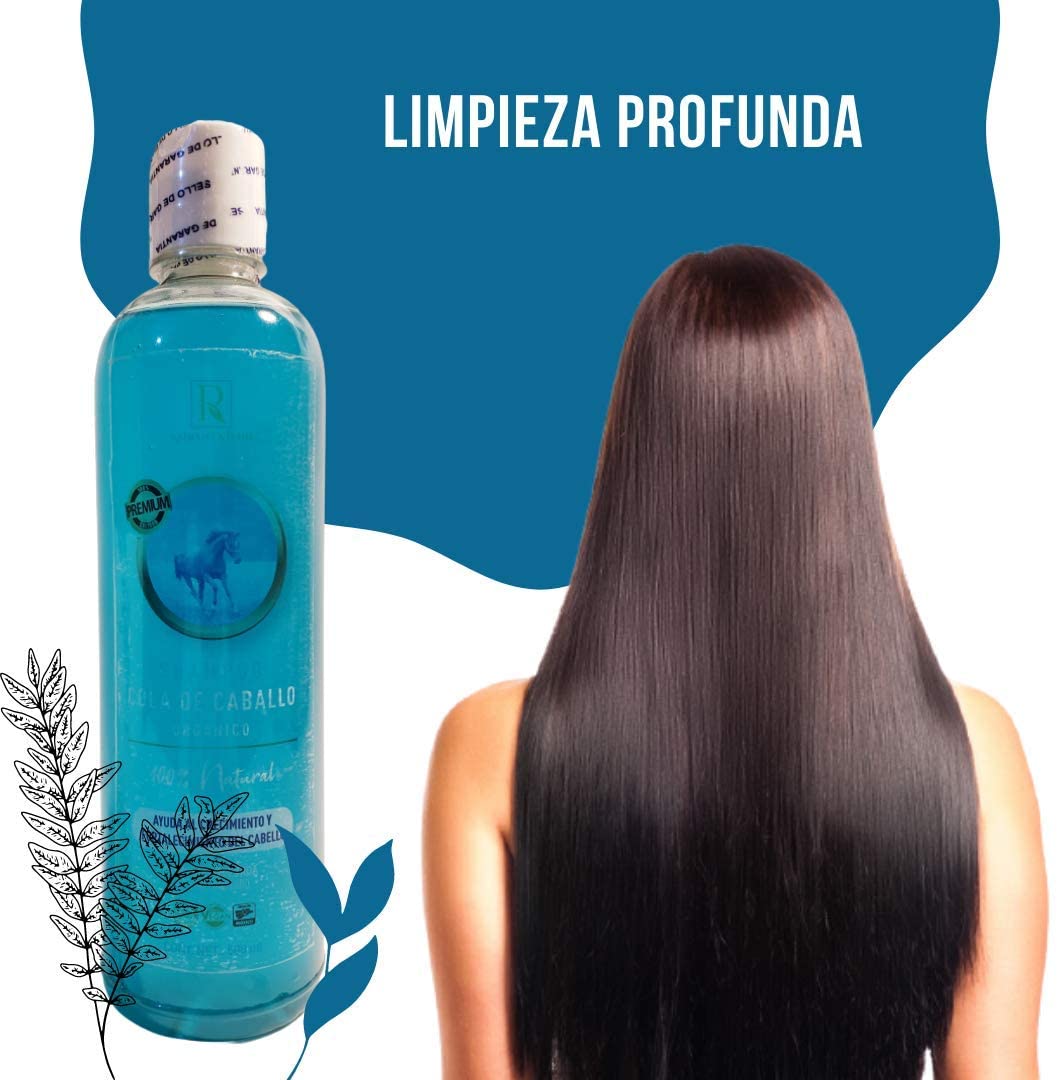 SHAMPOO COLA DE CABALLO LIMPIEZA PROFUNDA AYUDA AL CRECIMIENTO Y FORTALECIMIENTO DEL CABELLO 500ML RESULTADOS SORPRENDENTES GARANTIZADOS