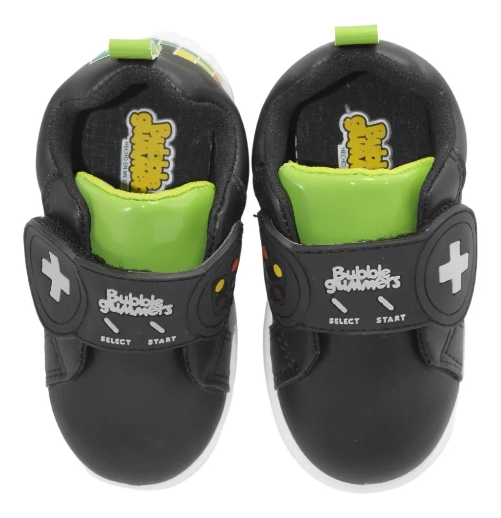 Tenis Niño Velcro Mike 14-19 para Gamers (Negro/Verde)