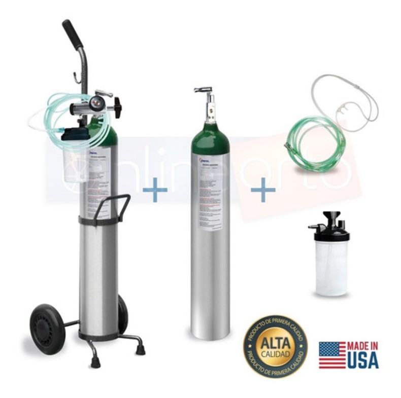 Kit Completo Tanque Oxigeno 682 lt portatil + 1 Cilindro Vacio