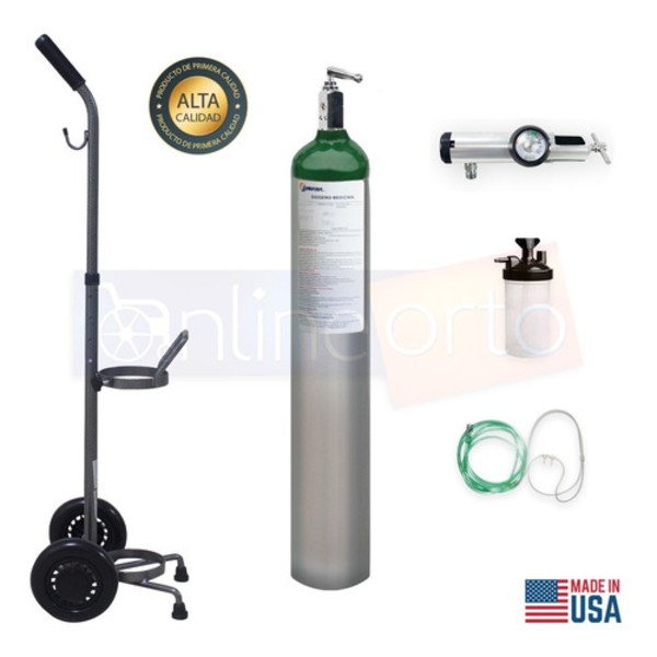 Kit Completo Tanque Oxigeno 682 lt portatil + 1 Cilindro Vacio