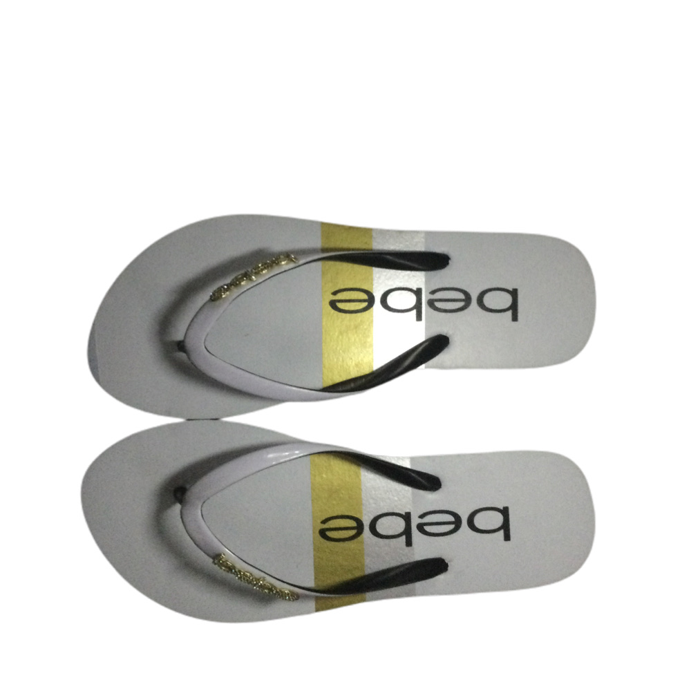 Sandalias Marca Bebe Para Dama Con Logo Piedras Brillos Talla 26 CM