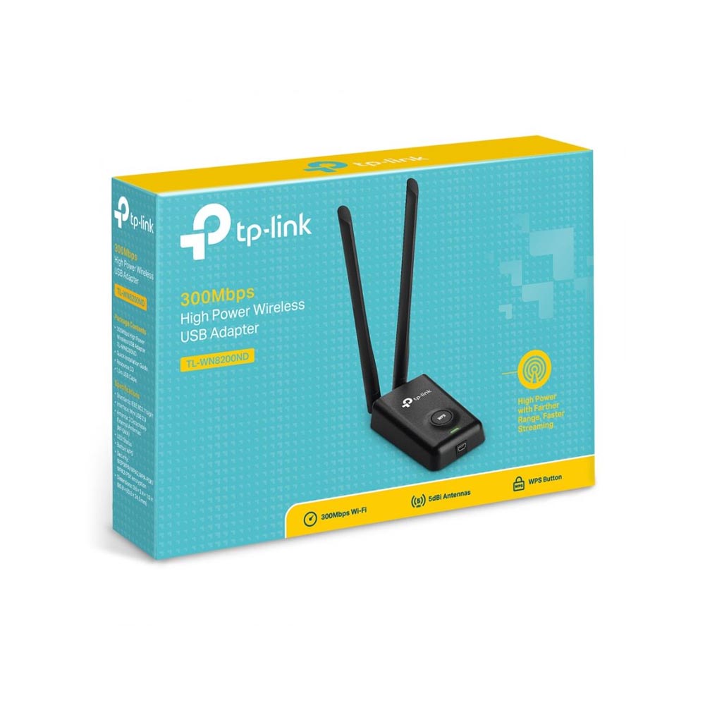 Adaptador de Red USB TP-Link TL-WN8200ND, Inalámbrico, 2.4GHz, con 2 Antenas de 5dBi