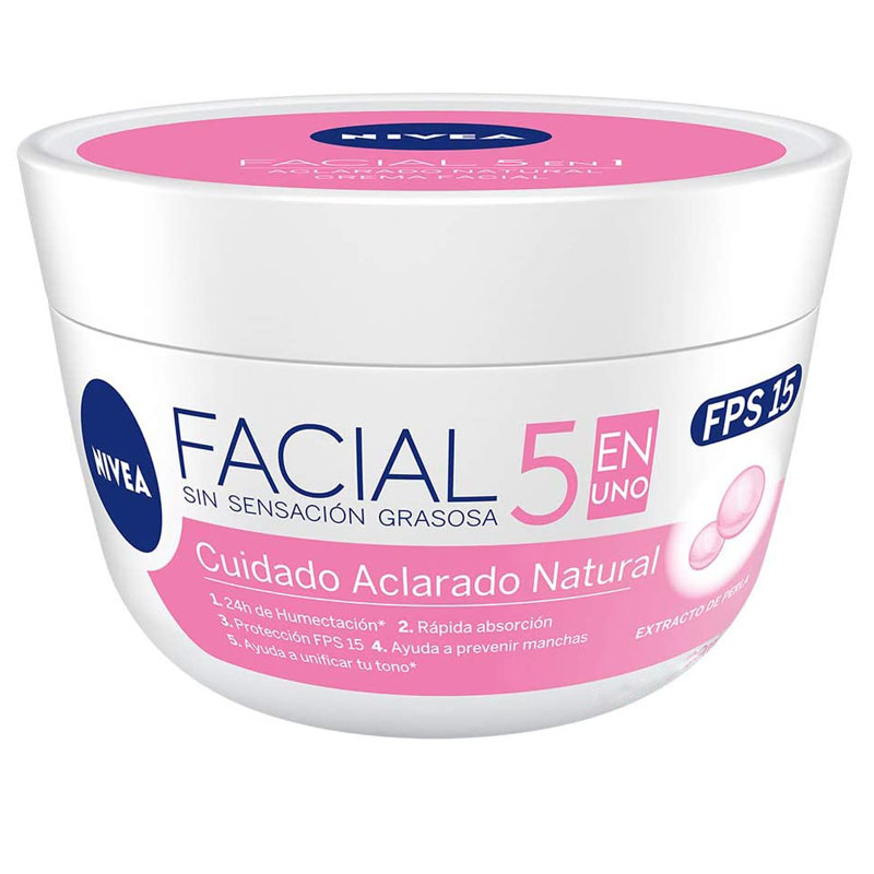 Nivea Crema Facial Hidratante 5 En 1 Aclarado Natural, 375ml