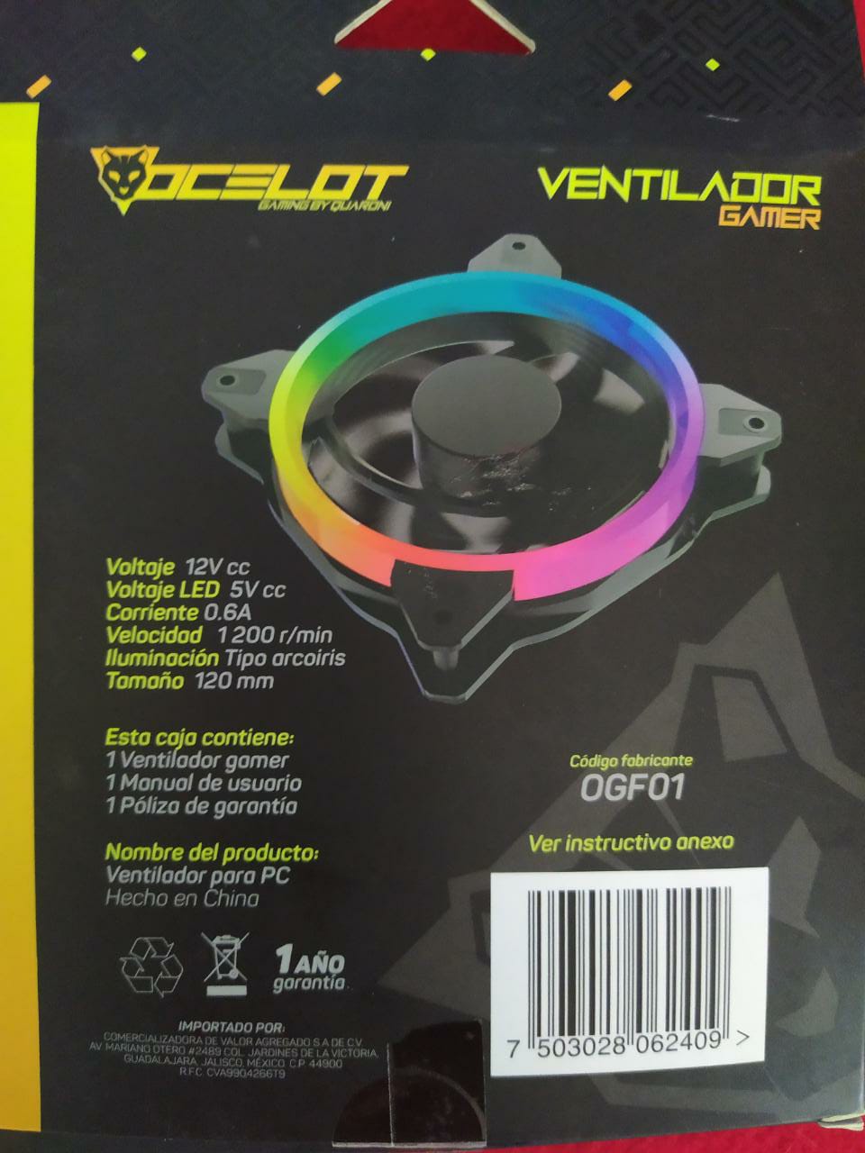VENTILADOR GAMER GABINETES 120MM ILUMINACION ARCOIRIS RGB PC ESCRITORIO GAMING CPU ENFRIAMIENTO
