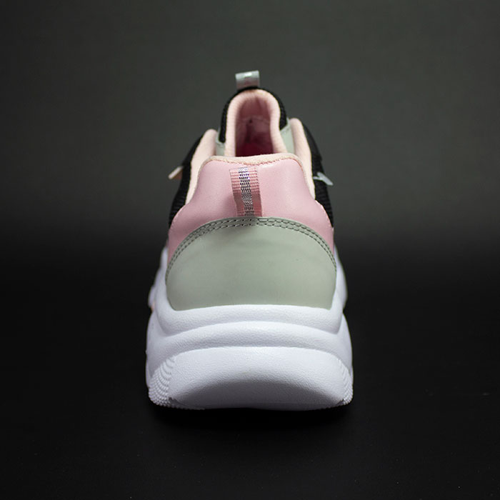 Tenis sneakers dama rosa, suela chunky tipo track 4 cm, textil 346-70
