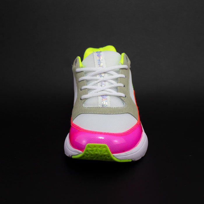 Tenis Newk Mujer Línea Plastic Sneakers Color Blanco Gris Rosa Verde