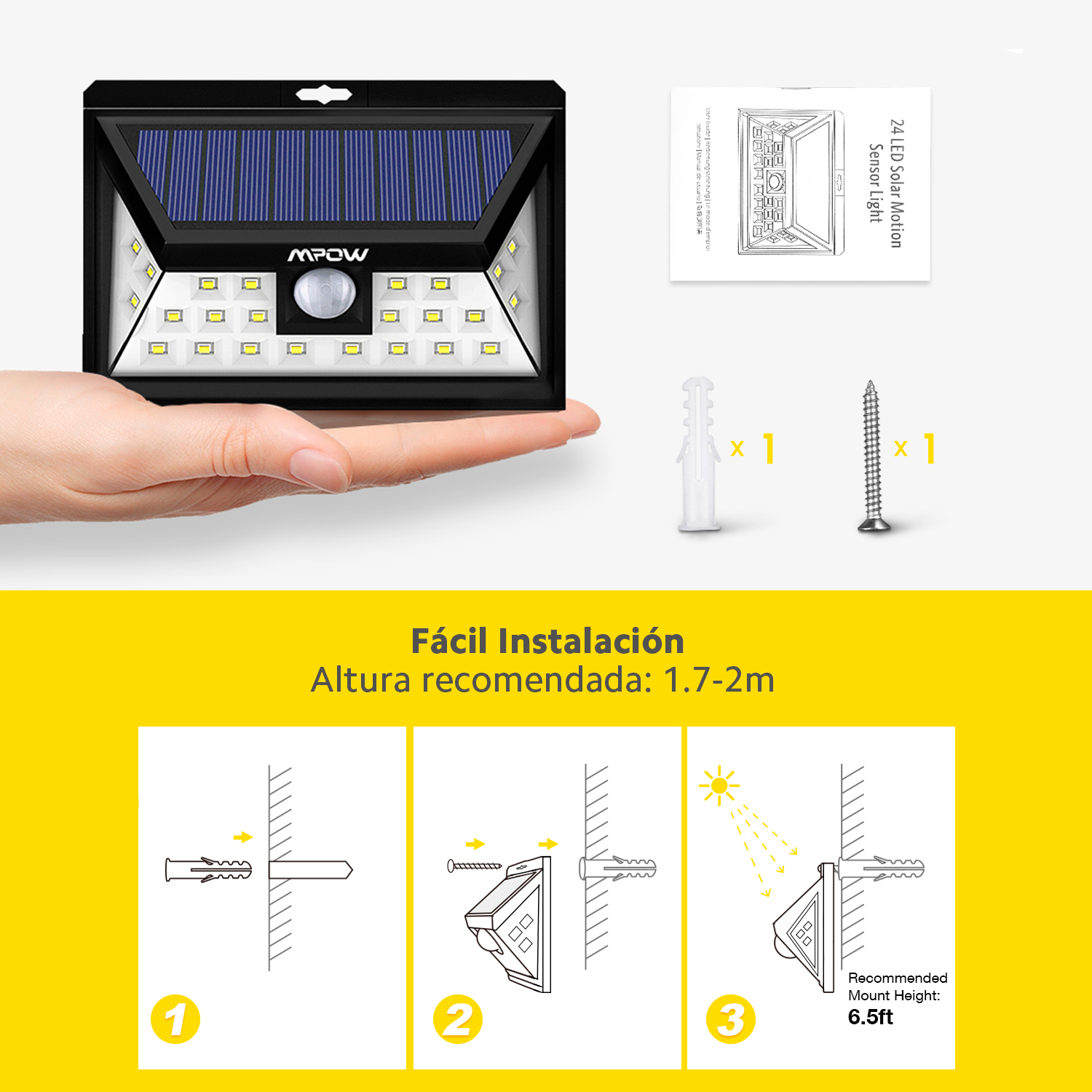 Lampara Solar Litom Ltcd011 Ip65 24 Led Exterior 270