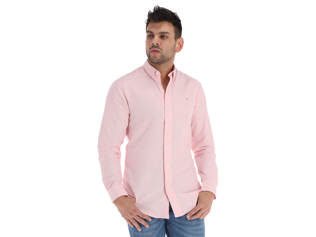 Camisa De Vestir Rosa Slim Fit Marca- Tossique