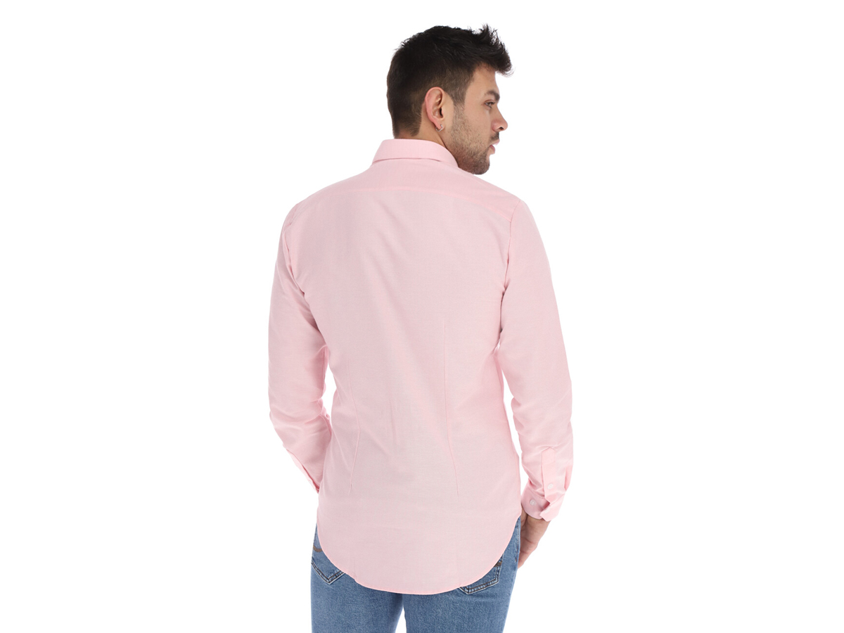 Camisa De Vestir Rosa Slim Fit Marca- Tossique