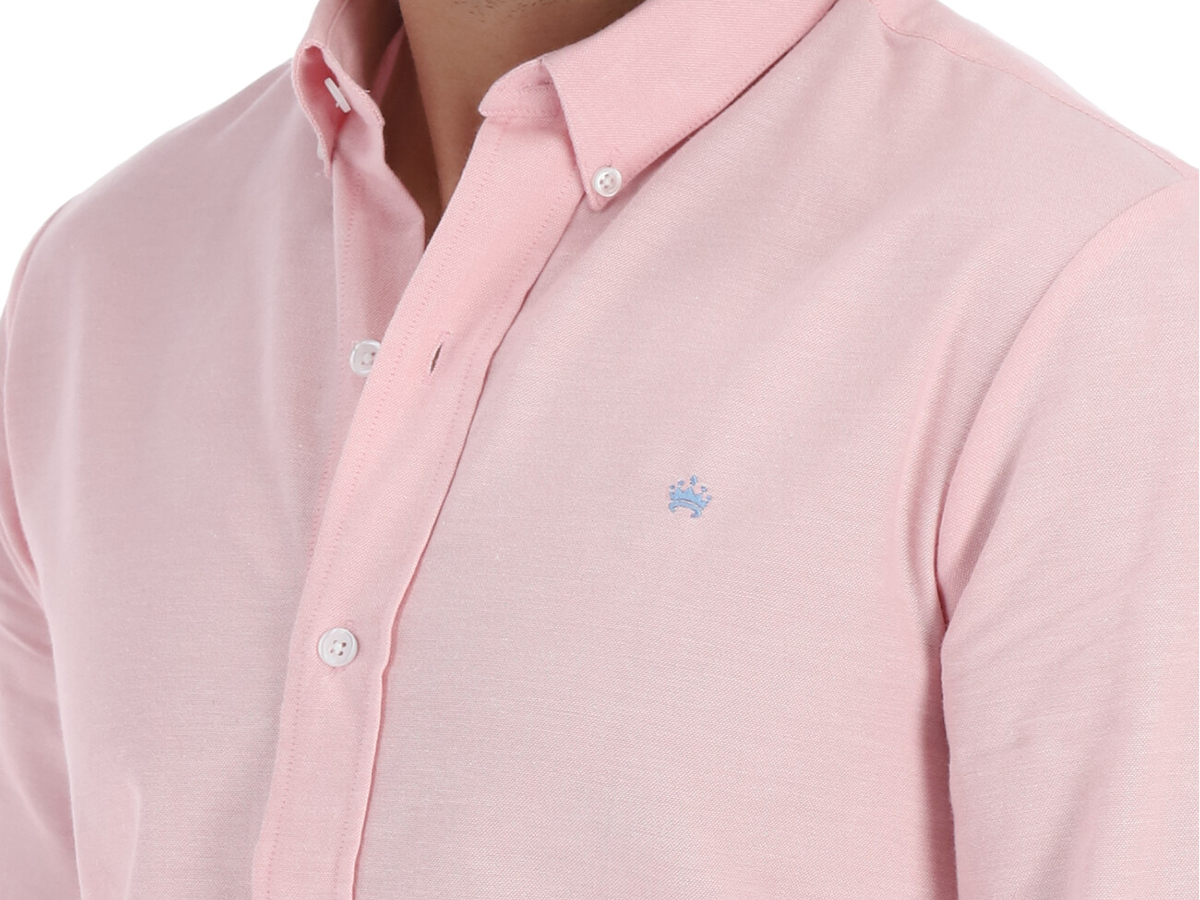 Camisa De Vestir Rosa Slim Fit Marca- Tossique