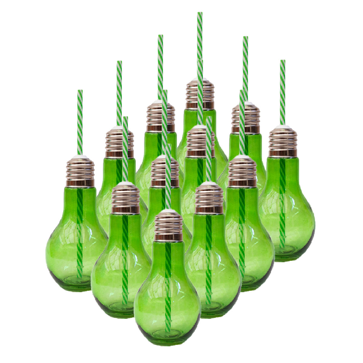 12pz Frasco Foco Con Tapa Y Popote De Vidrio Elegir Color 16oz