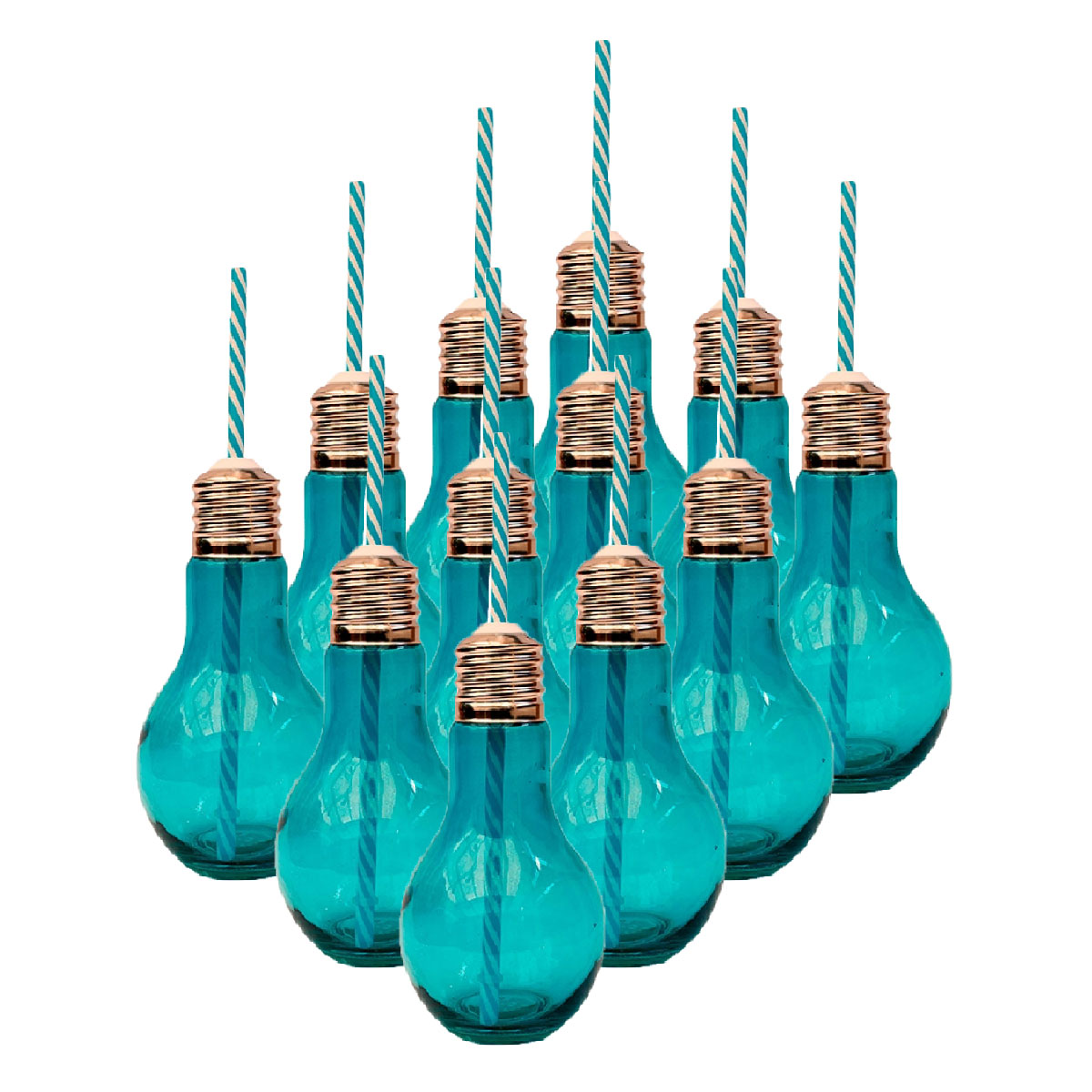 12pz Frasco Foco Con Tapa Y Popote De Vidrio Elegir Color 16oz