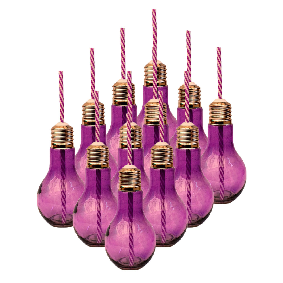 12pz Frasco Foco Con Tapa Y Popote De Vidrio Elegir Color 16oz